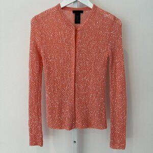 DONNA KARAN NEW YORK CORAL PINK CASHMERE SILK SEQUIN CARDIGAN SIZE XS